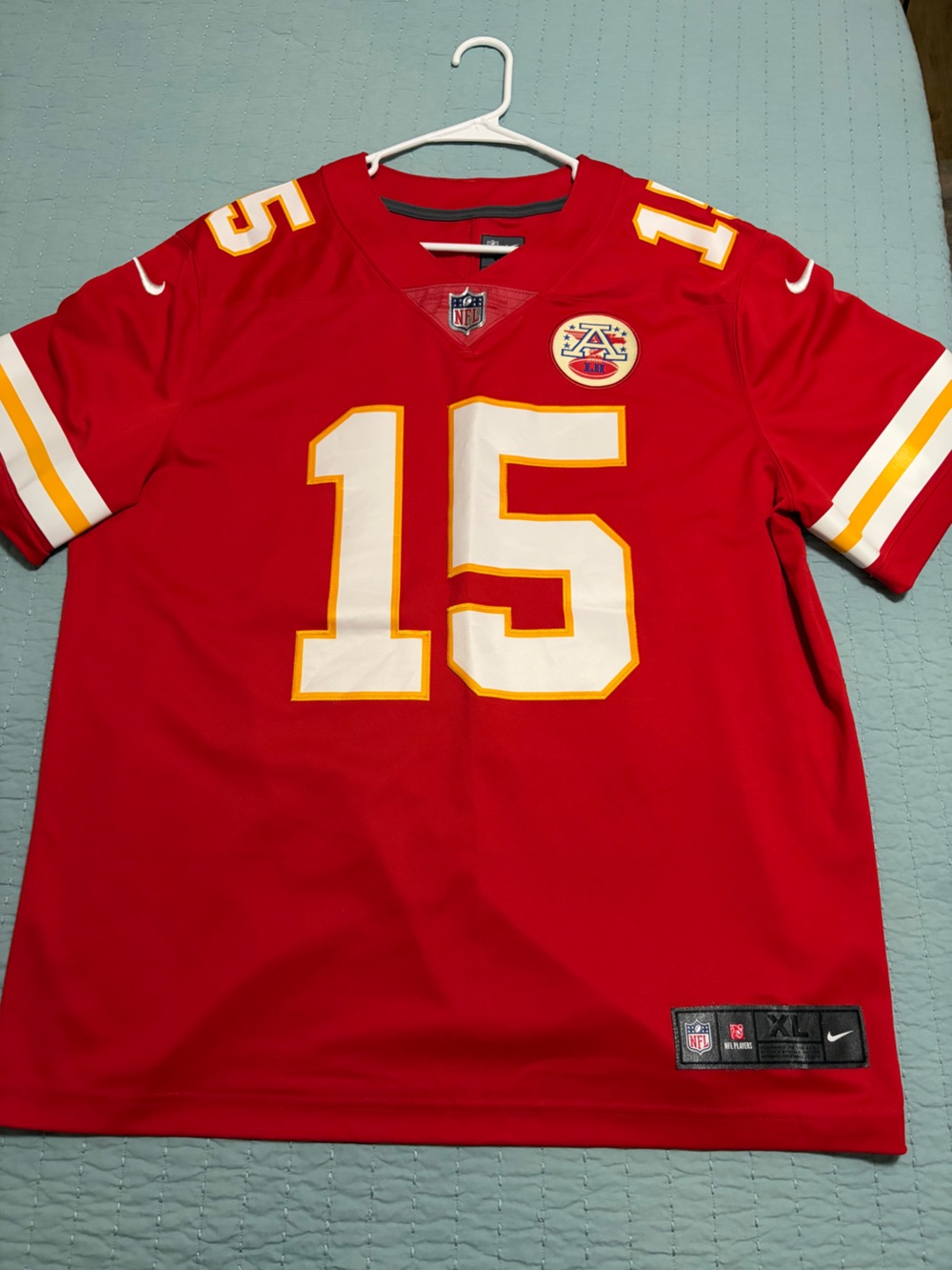 NFL Red Kansas City Chiefs #15 Men’s Jersey with White and Gold Accents